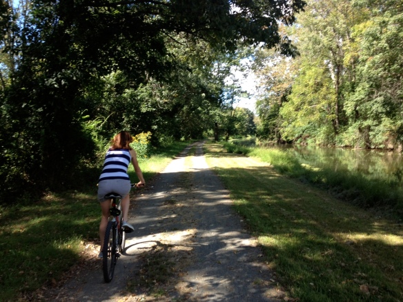 Biking on the towpath to Lambertville, NJ and the River Horse Brewing Complany.